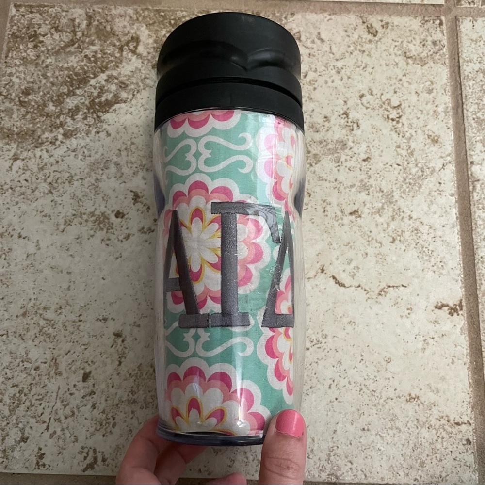 Alpha gamma delta embroidery coffee travel mug